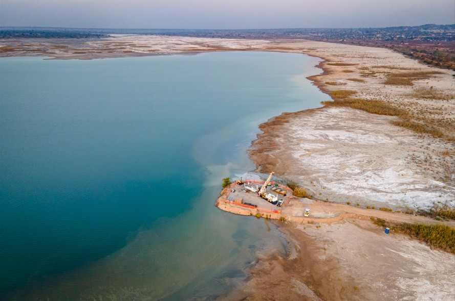 Aerial view of drilling operations