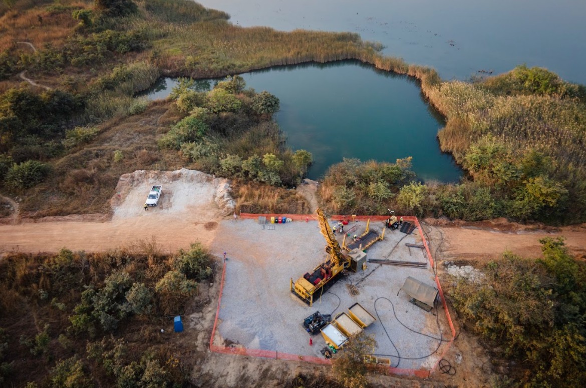 Drill site by the lake